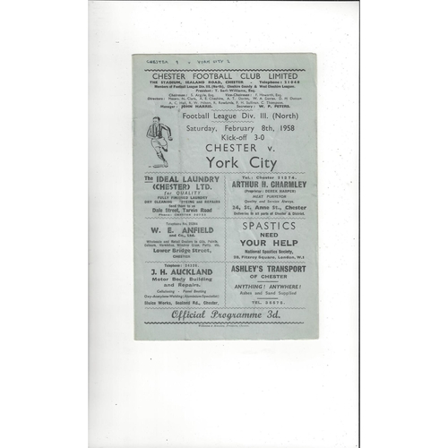 Chester City Home Football Programmes