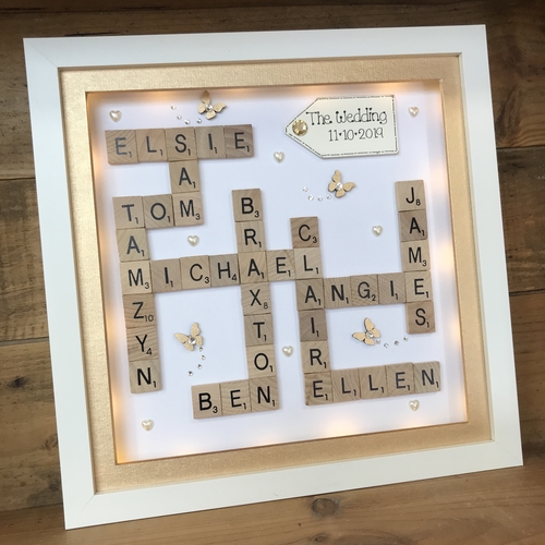 XL LED Customised Scrabble Family Name Box Frame