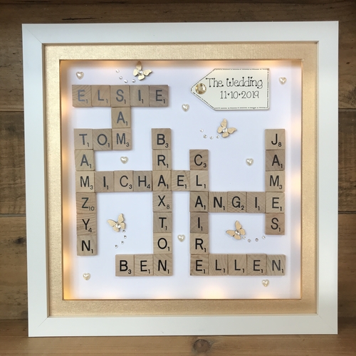 XL LED Customised Scrabble Family Name Box Frame