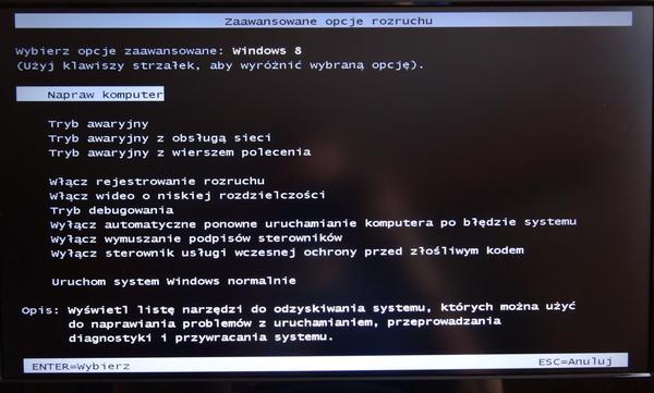 Tryb awaryjny windows 8