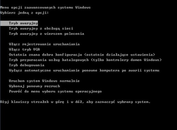 Tryb awaryjny windows xp vista 7