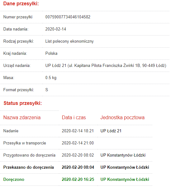 Potwierdzenie dostarczenia wezwania %28comm%29