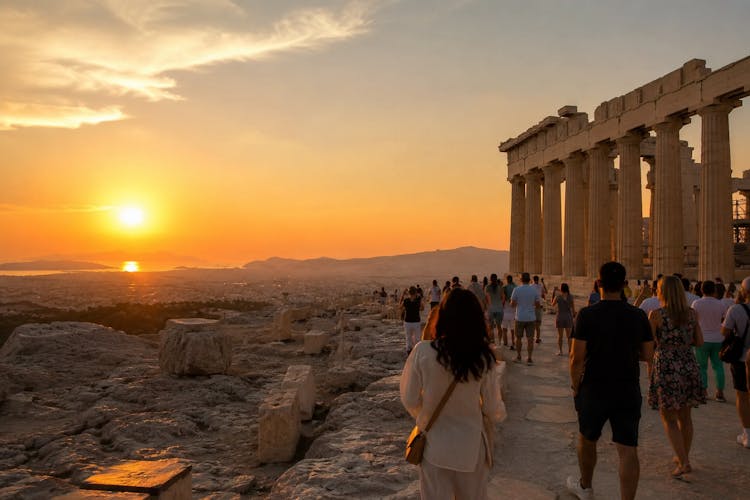 Visita guiada al atardecer en la Acrópolis con entrada y guía autorizado