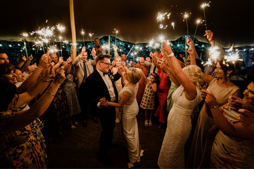 Adam and keely wedding sparklers