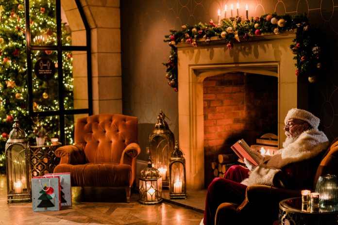 Clandeboye lodge fireplace with santa