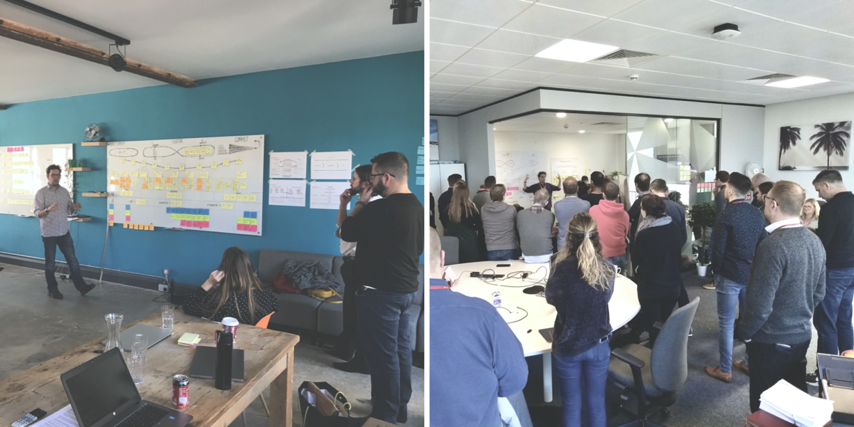 Telling the story by walking teams through the map