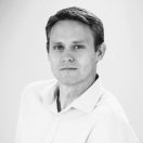 A black and white photograph of Matthew De Beer a white male.