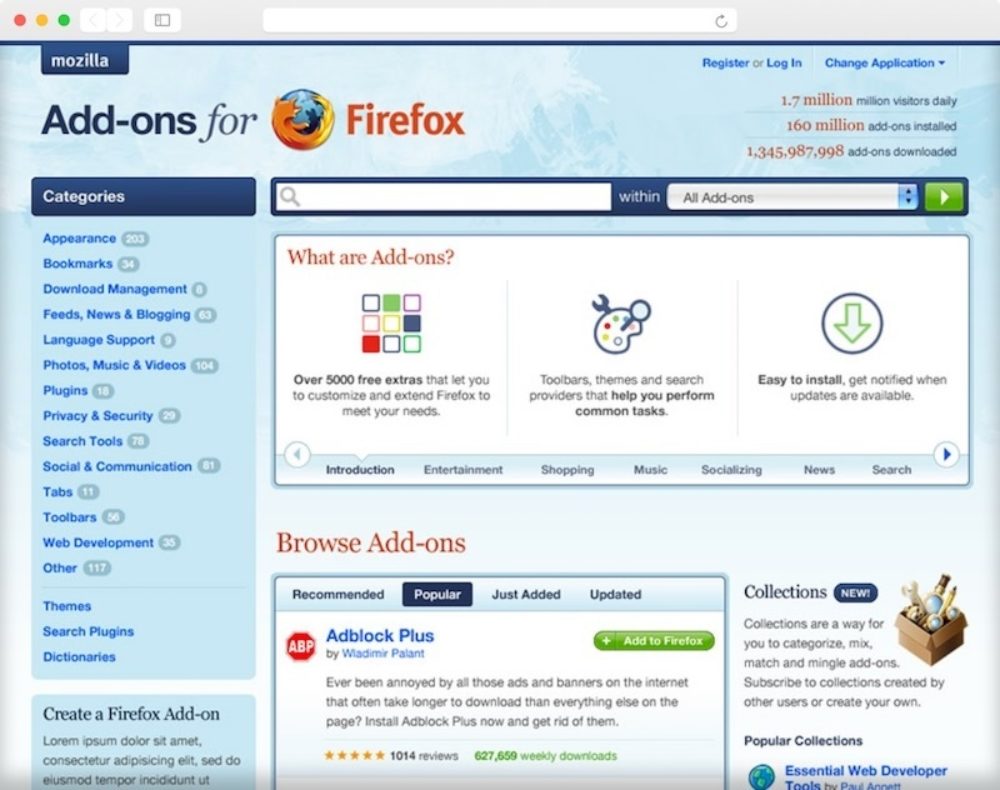 A screenshot of the Mozillla plug-ins page.