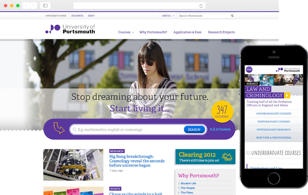 A mobile phone and a desktop computer showing the same website.