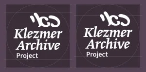 Two copies of the logo in a square frame. Visible guide lines show top and bottom padding as well as a circular container. The left version shows the padding guides touching the very top and bottom of the logo. The right version shows the padding guides pushed in to align with certain shapes in the logo, resulting in more proportional spacing.