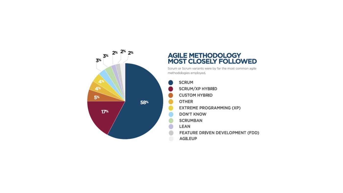 pie chart showing many different agile methodologies