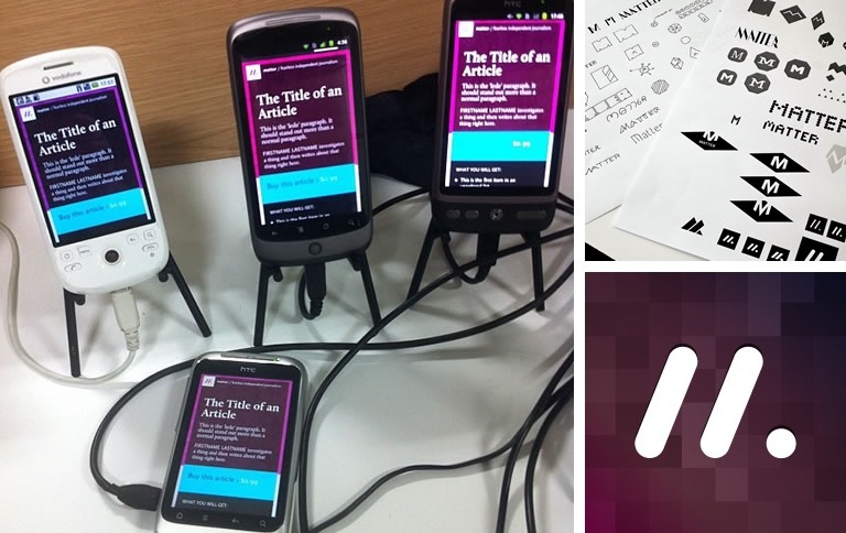 A device lab with the Matter website on multiple phones.