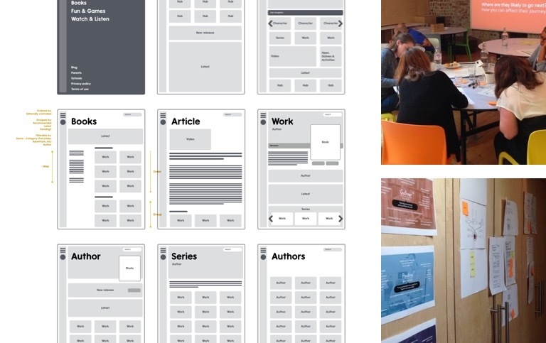 Screenshots of wireframes.
