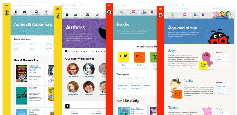 A variety of differently-coloured web pages.
