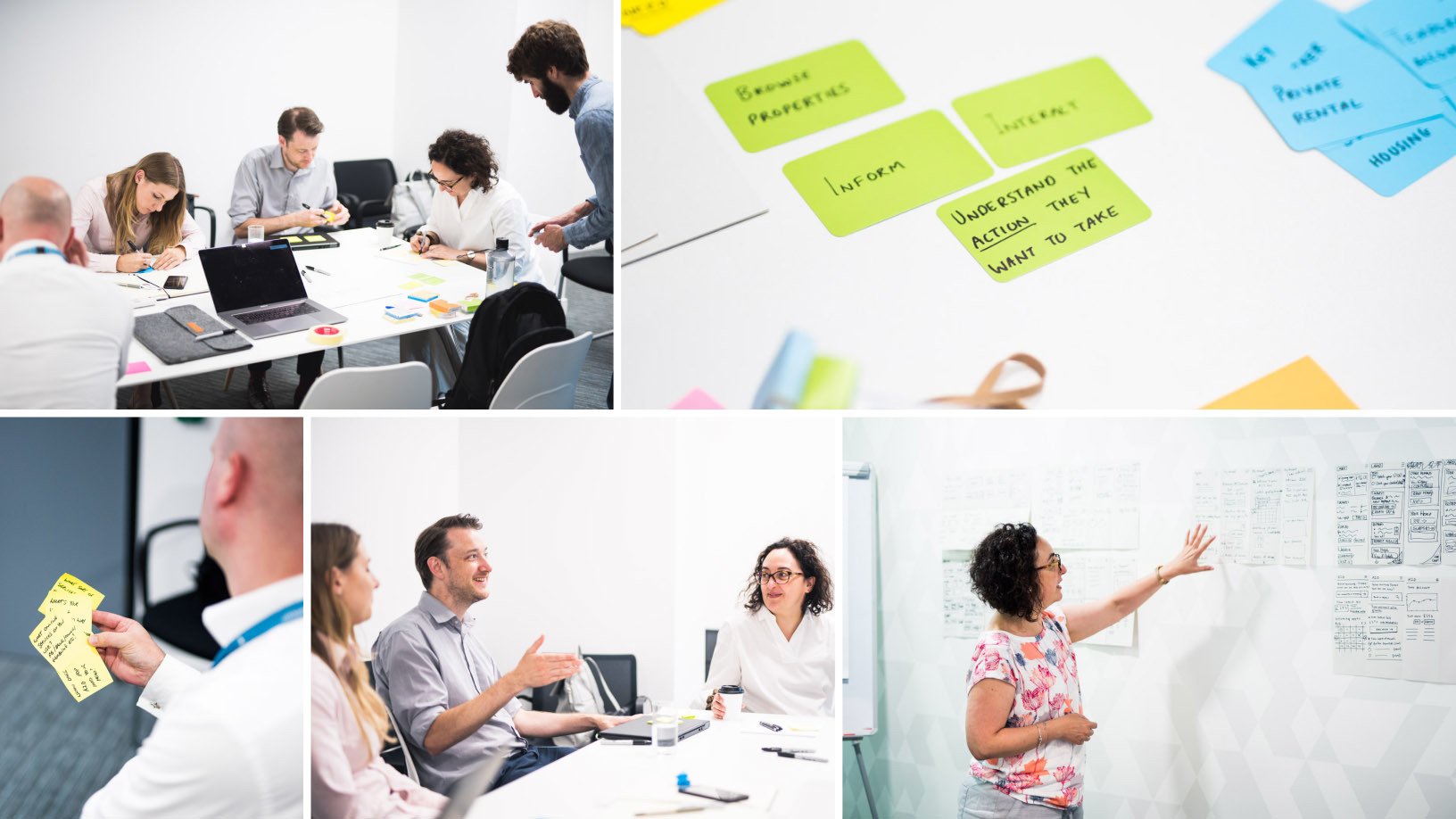 Groupos working wityh postits Designing solutions to real user needs