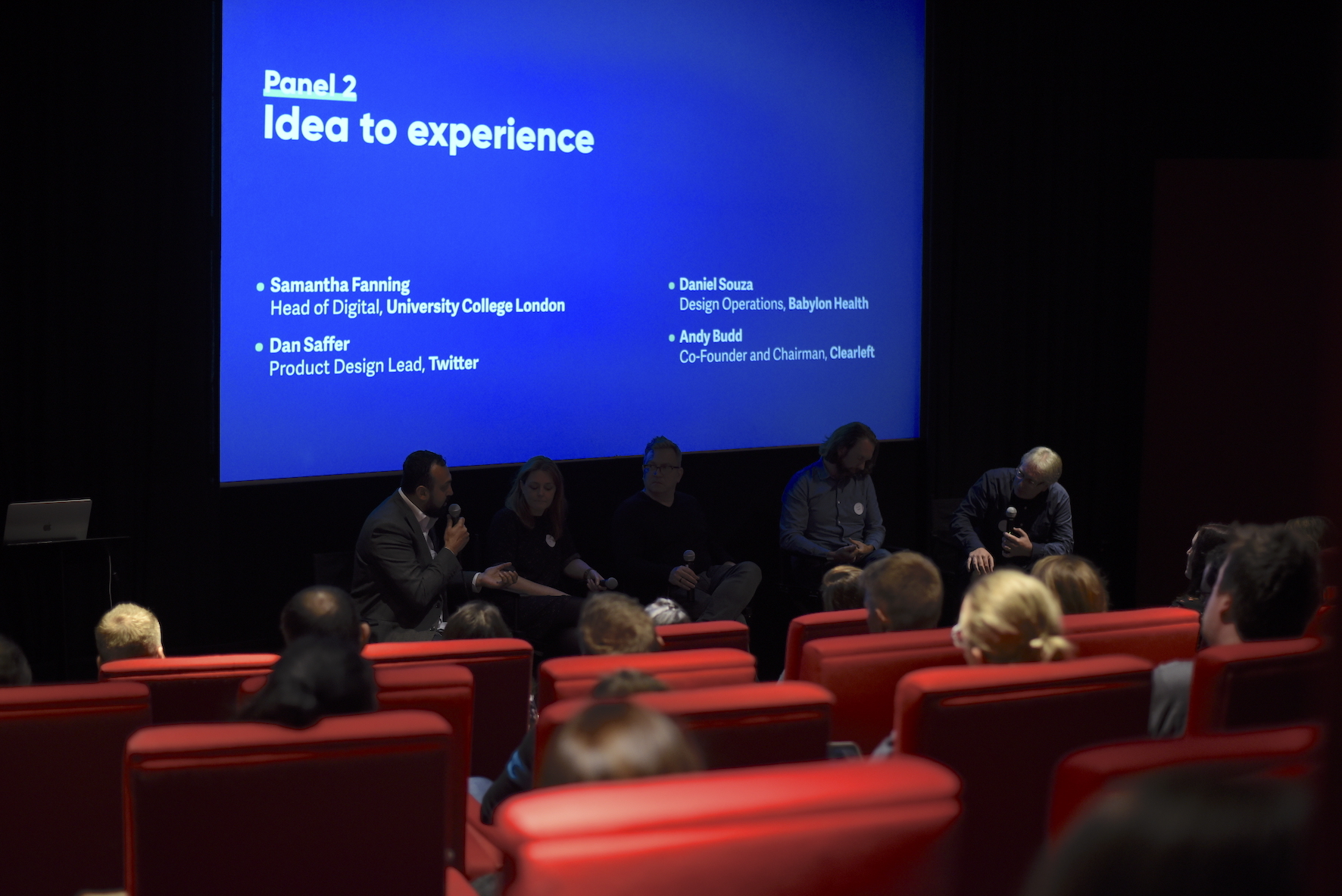 Four panellists and Jeremy comparing in front of a blue screen