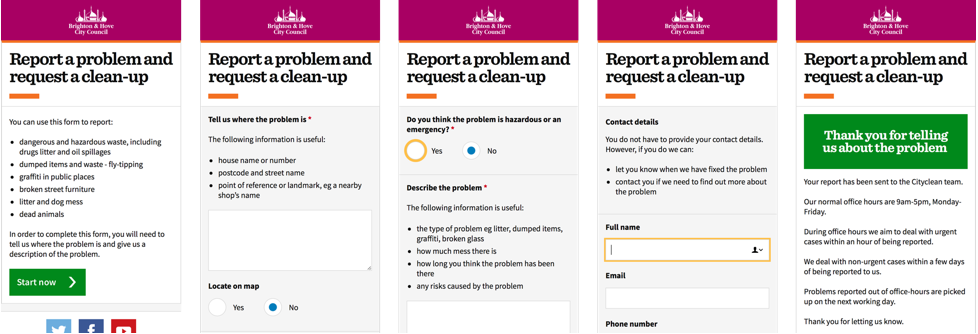 A redesign street report form used to capture information from citizens