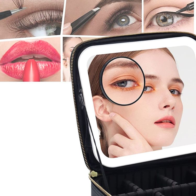 Cosmetic Storage Box With LED light Mirror إنزوي