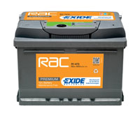 RAC R1-075 EXIDE BATTERY 075 60AH 600CCA L242 X W175 X H175 0/1 B13