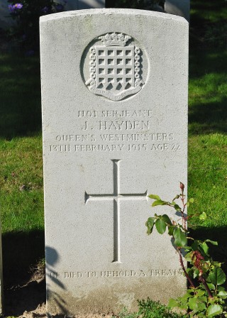 John Hayden's grave at Houplines Communal Cemetery | Peter Daniel Collection