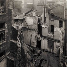 Damage to houses in Edward Street, Soho as a result of a daylight  aeroplane raid, 26th November 1916. | City of Westminster Archive Centre