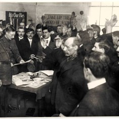 New recruits taking the oath at the White City Recruiting Station, December 1915.  | Hammersmith and Fulham Archives