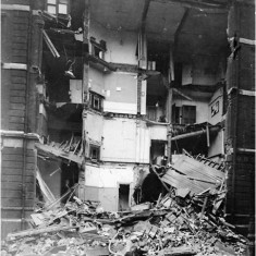 Damage to Savoy Mansions, as a result of an aeroplane night raid on 28 January 1918. | City of Westminster Archive Centre