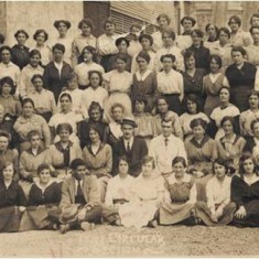 Women workers of the Tent Circular Section at the Waring and Gillow factory at White City in August 1917. | City of Westminster Archive Centre