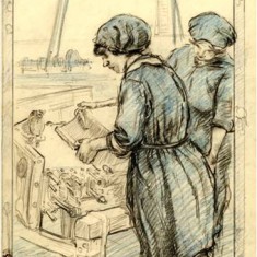 Designs by Fulham resident A S Hartrick for a poster campaign promoting Women’s War Work. | Hammersmith and Fulham Archives