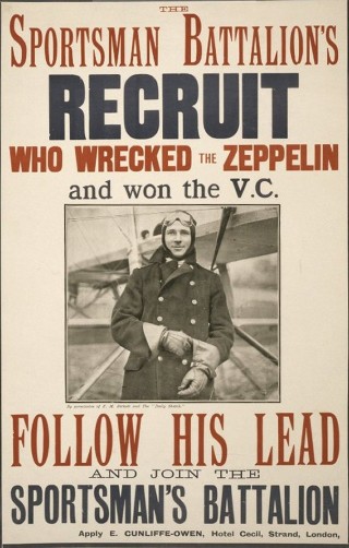 Sportsman Battalion Poster Warneford on a Sportsman Battalion recruitment poster | Imperial War Museum
