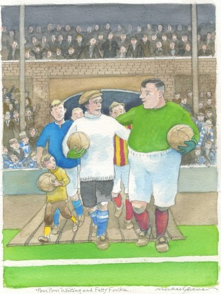 Pom Pom Goalkeeper Michael Foreman illustration of Pom Pom Whiting as the Chelsea goalkeeper | City of Westminster Archives