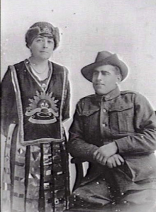 Minnie Rattigan in patriotic dress