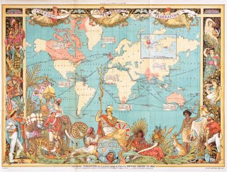 Global trade routes Map of the World showing the extent of the British Empire 1886 | Public Domain