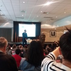 The special assembly begins with an introduction from Peter and a talk from actor Will playing the role of Ernest Boots | Holly Robjohns