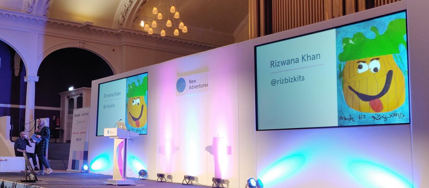 Former Cursor placement student, Rizwana Khan, speaking at New Adventures Conference