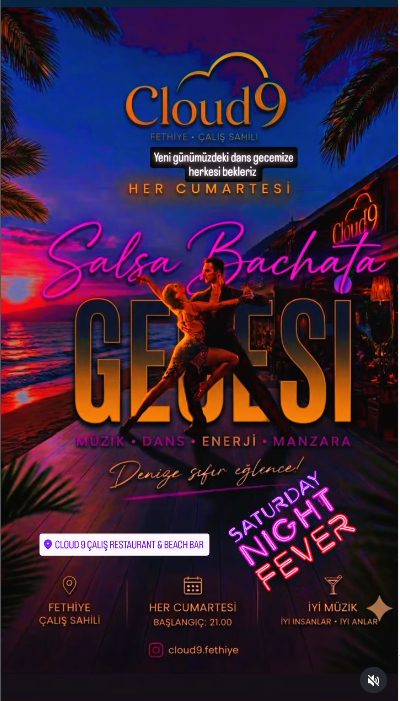 Fethiye Cloud9 Salsa bachata gecesi