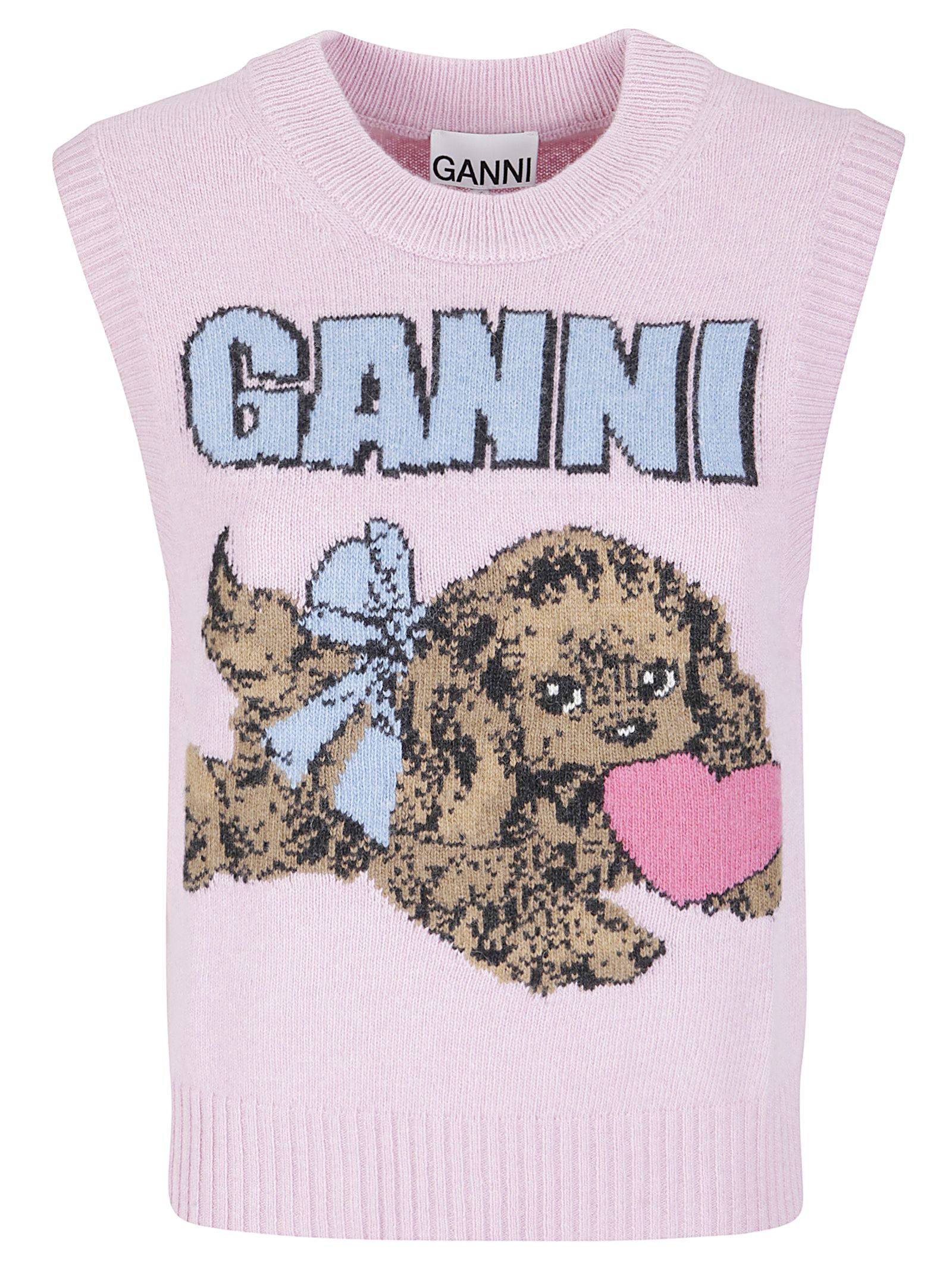 Gilet con stampa Graphic Wool Mix Pink Puppy Love Vest