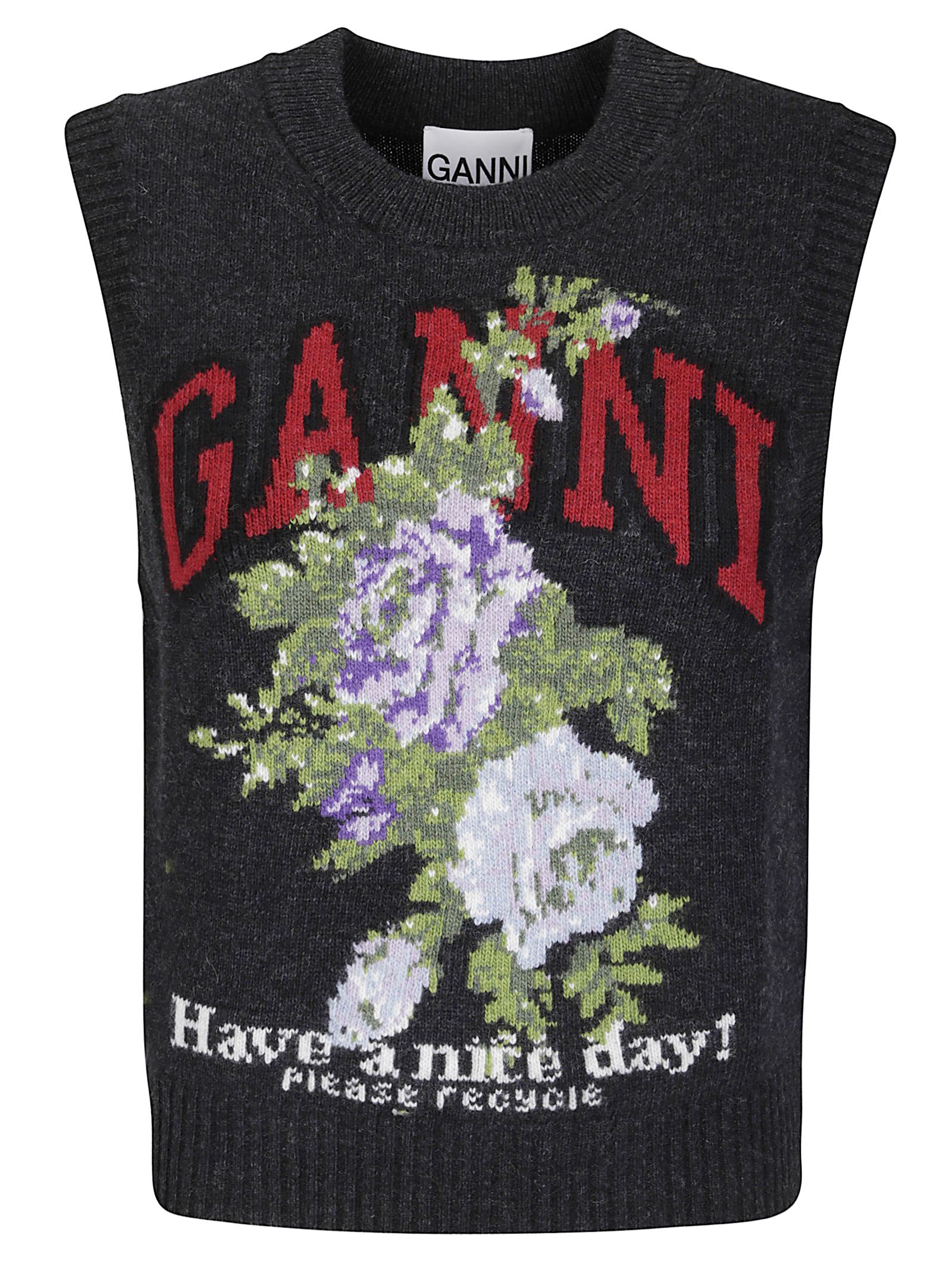 Gilet con stampa Graphic Wool Mix Flowers Vest