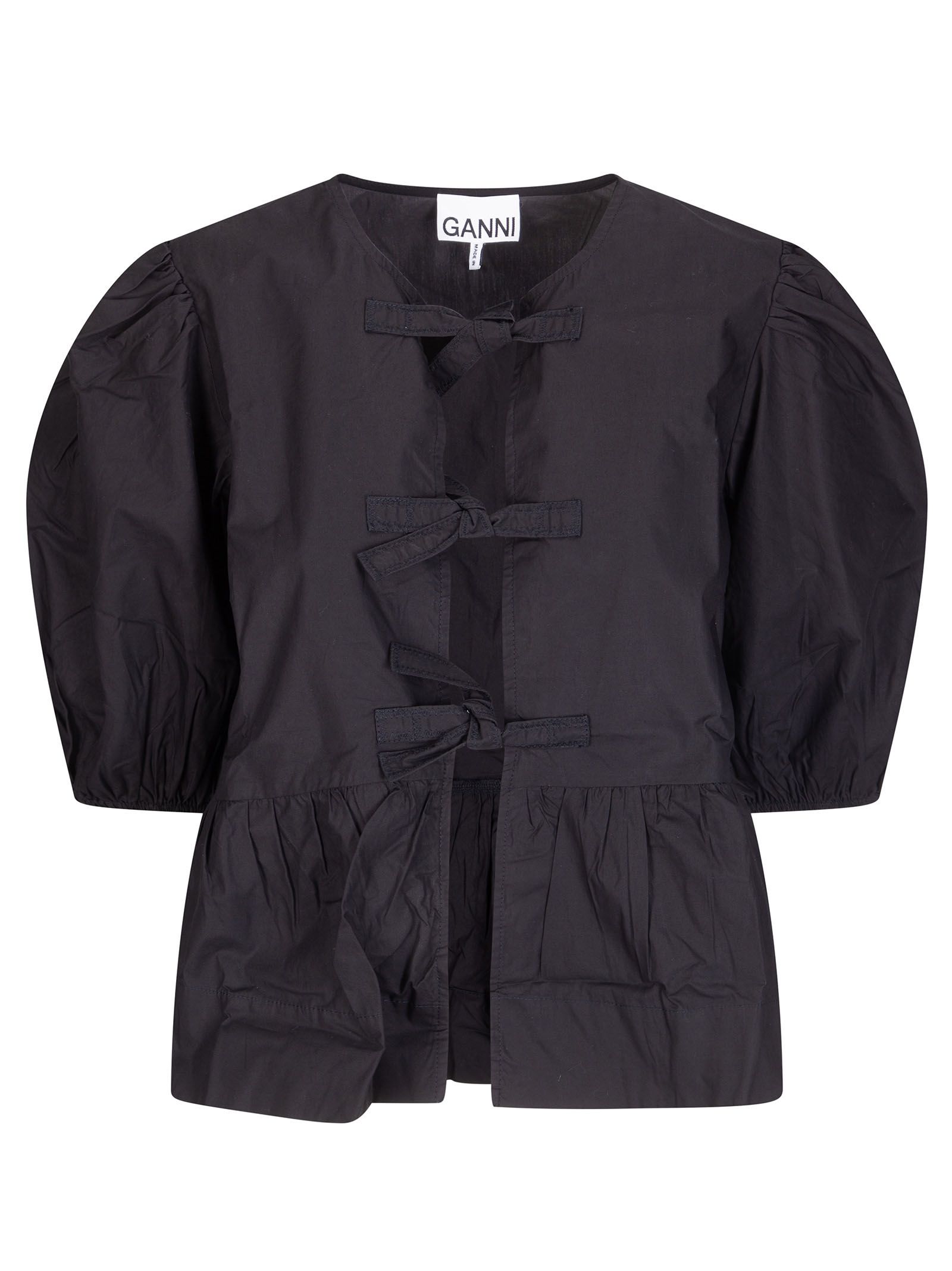 Camicia maniche corte Cotton Poplin Peplum Blouse