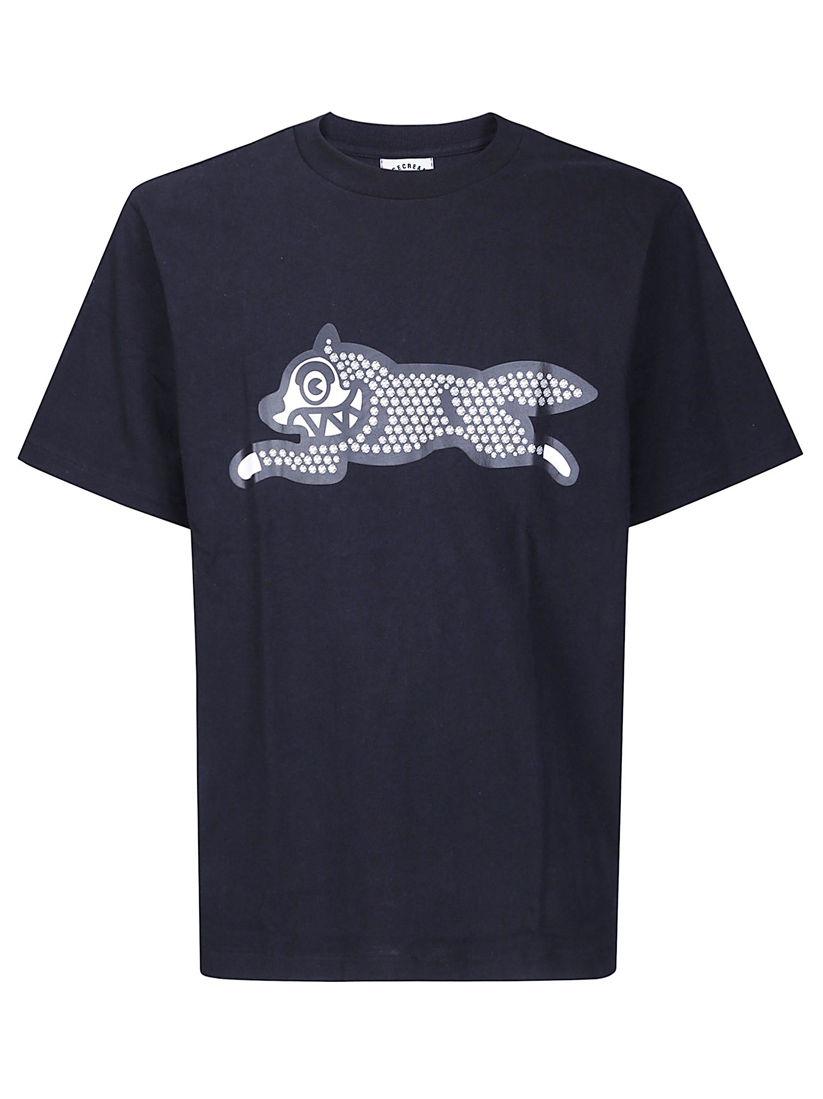 T-shirt à paillettes avec un chien qui court