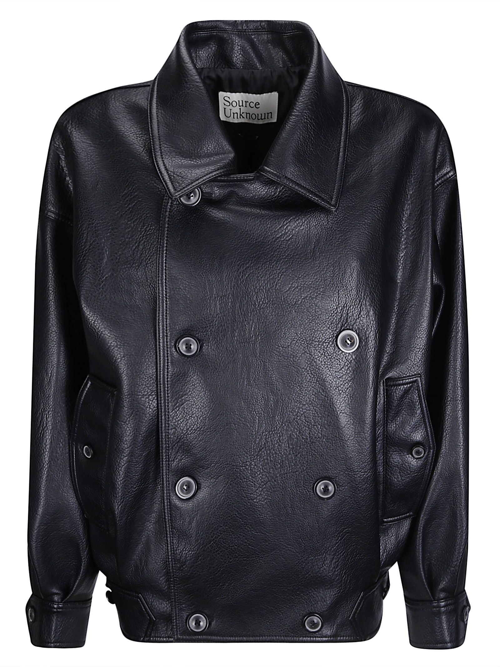 Giacca Vitellino Double Breasted Vitellino Double Breasted Faux Leather Jacket Blac