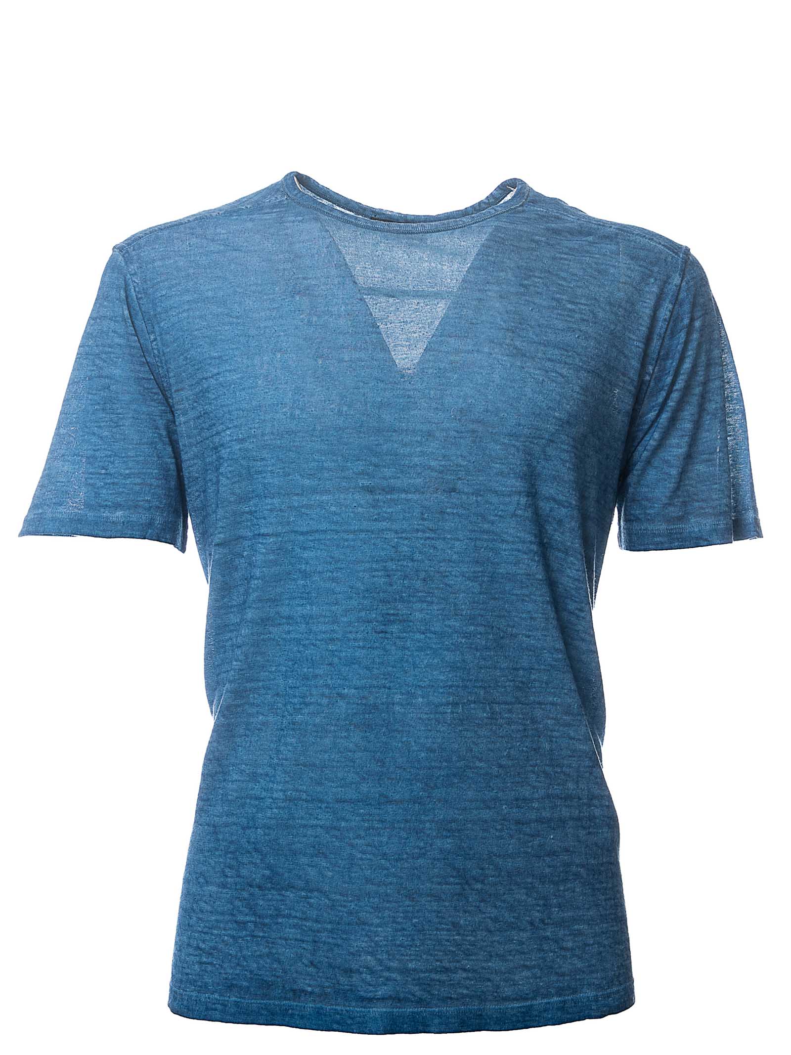 BLUE T-SHIRT IN LINEN BLEND