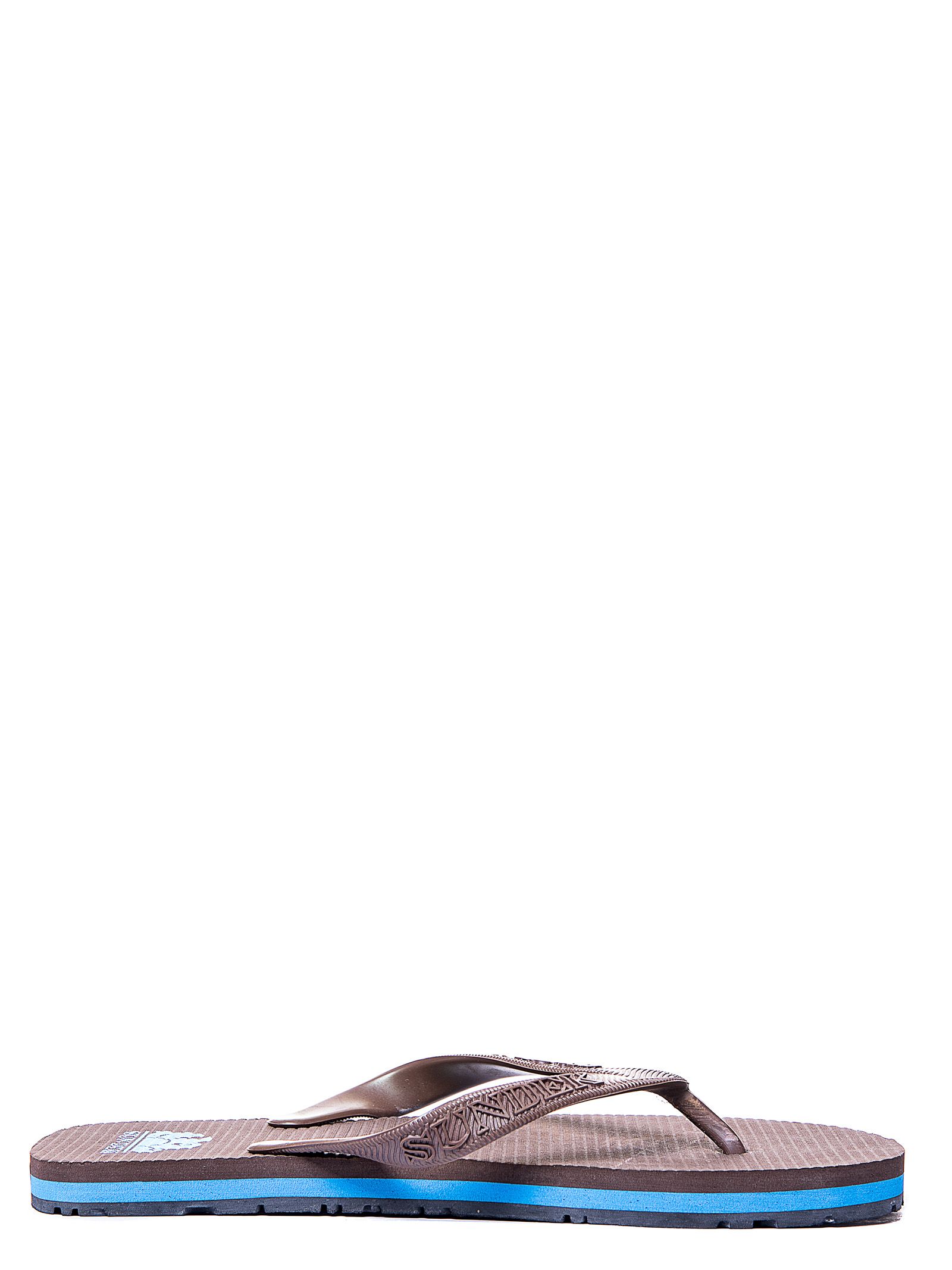 BROWN RUBBER THONGS WITH LOGO PRINT