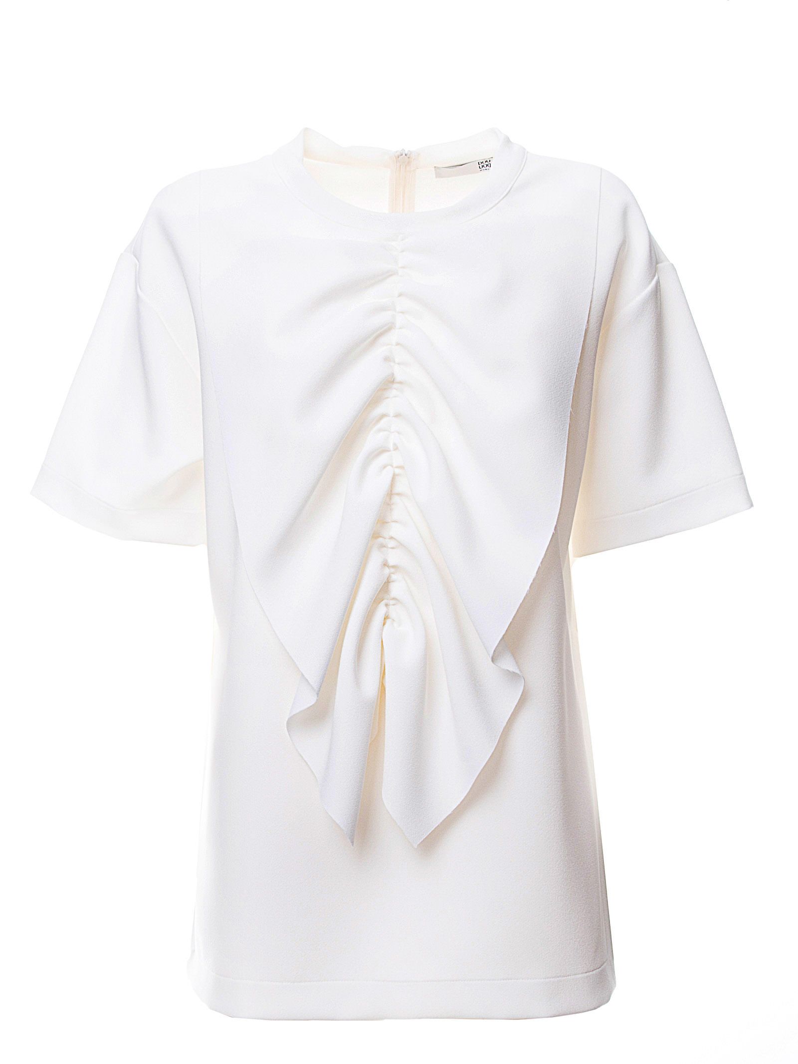 WHITE BLOUSE OLIVIA MODEL WITH FRONTAL RUCHES DETAIL