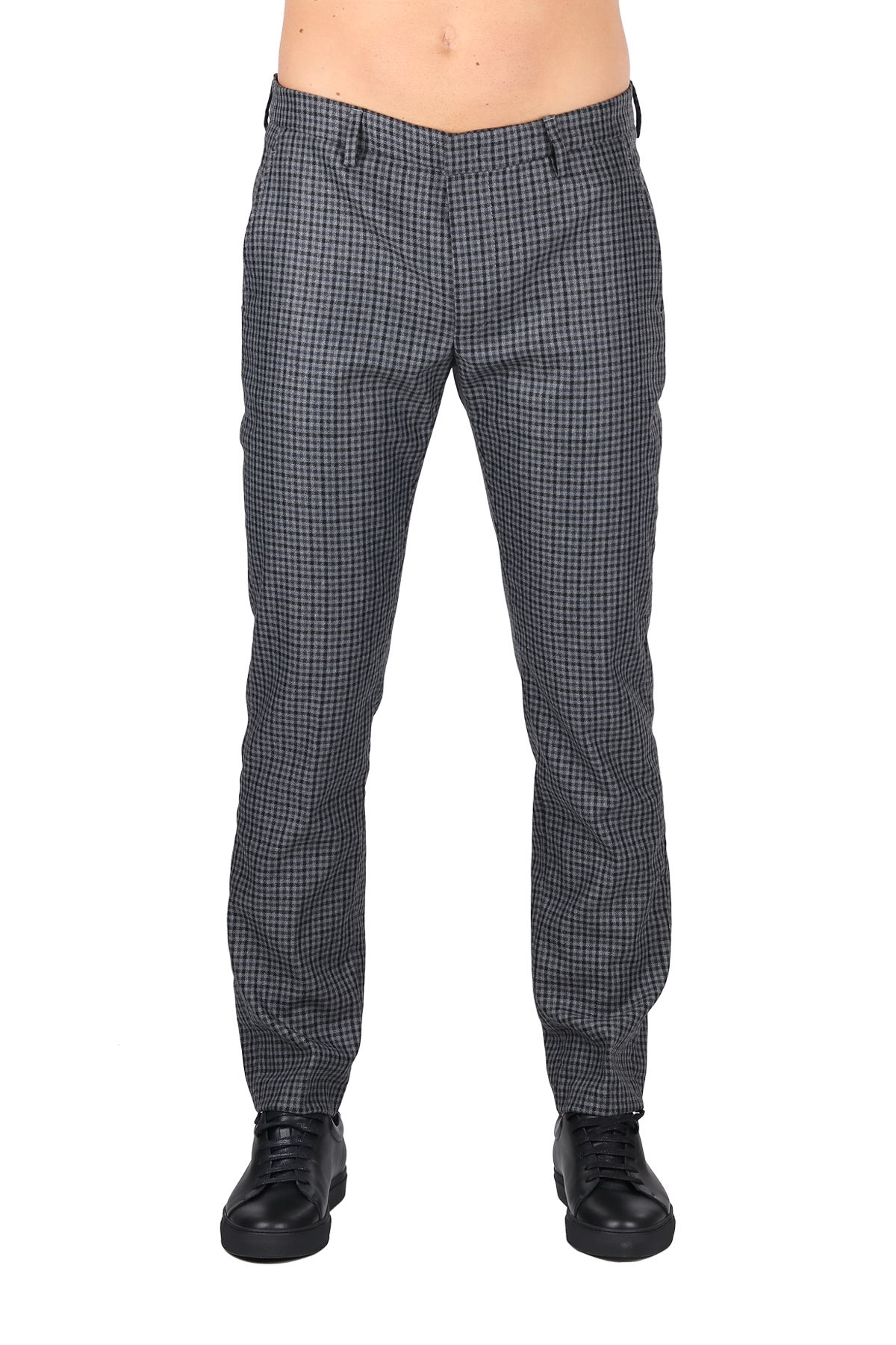 MICRO CHECK WOOL BLEND TROUSERS
