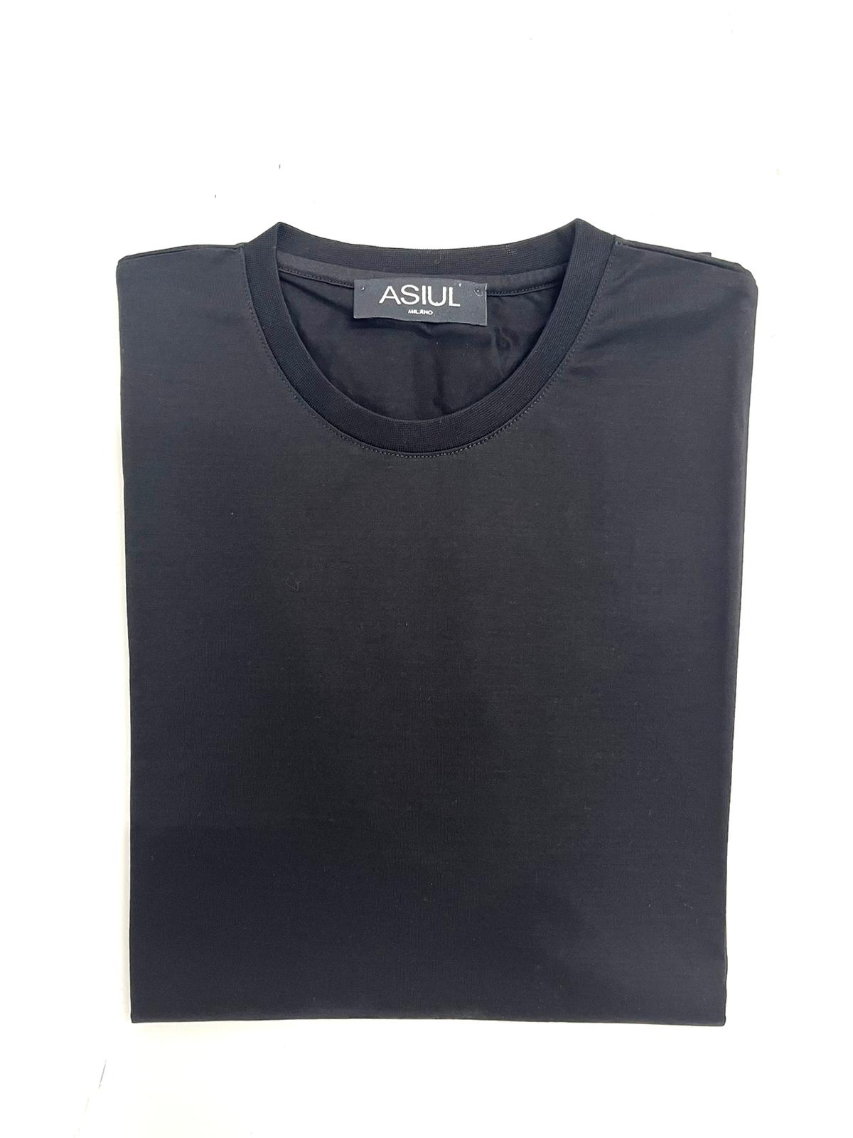 BLACK COTTON LISLE T-SHIRT