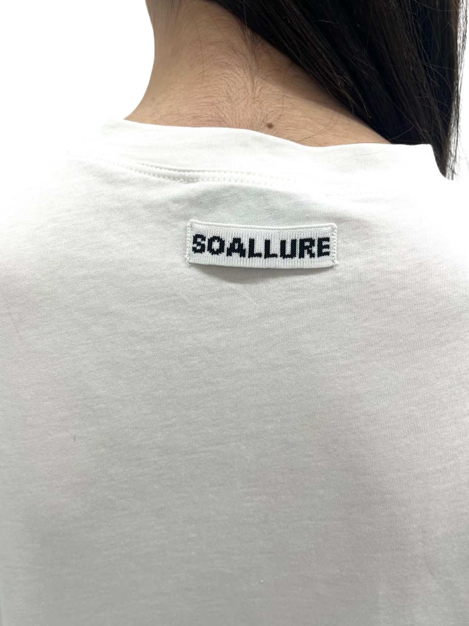 Champagne Soallure Tuta Soallure T-SHIRT CROP PANNA IN COTONE