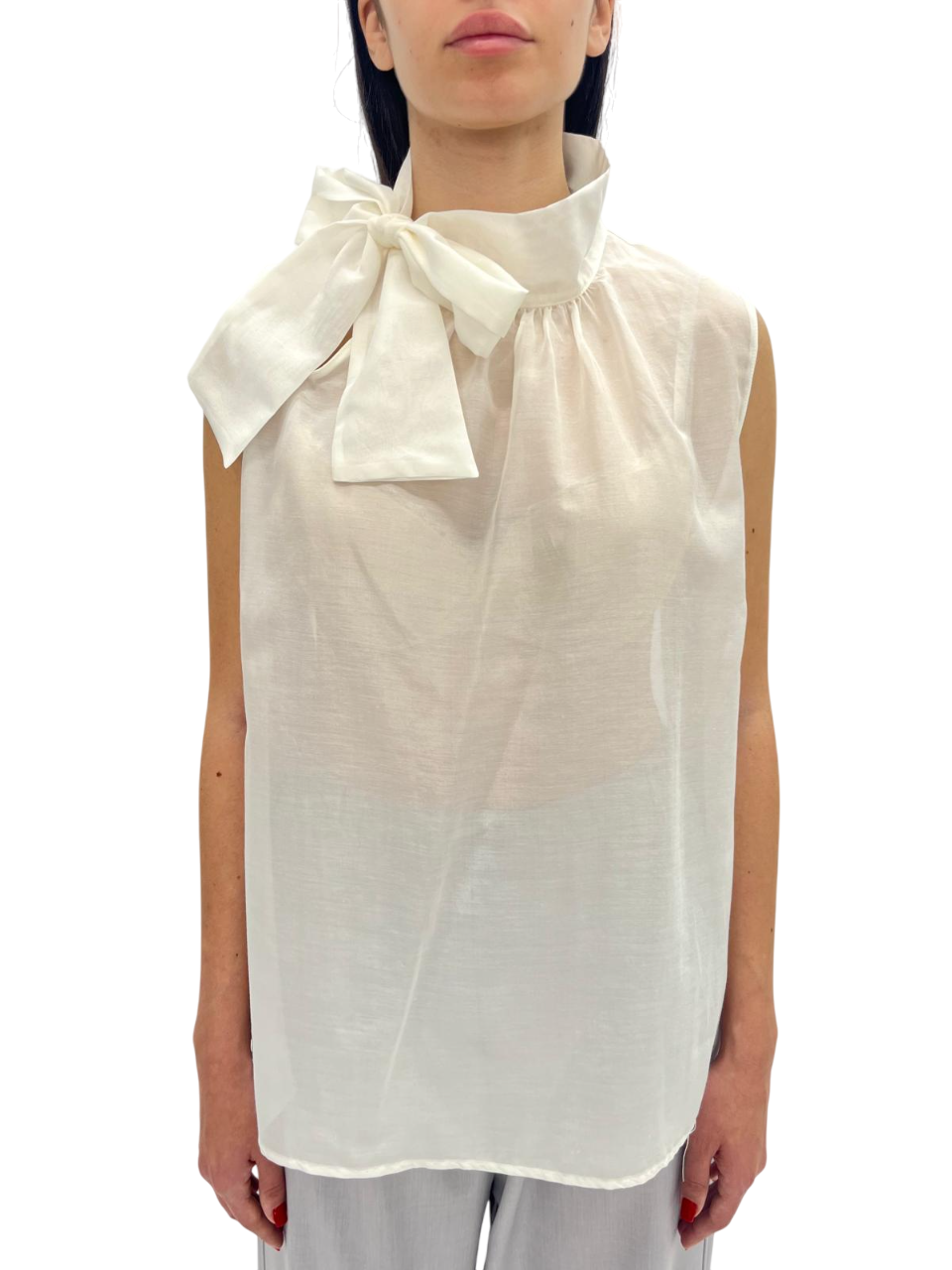 WHITE SILK AND COTTON TOP