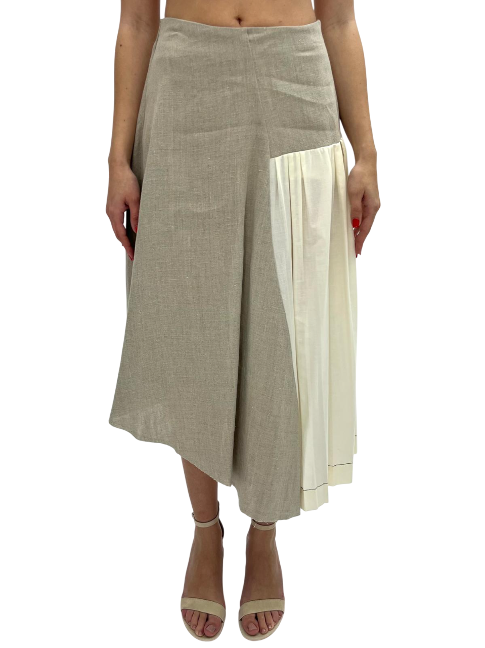 BEIGE LINEN AND COTTON SKIRT