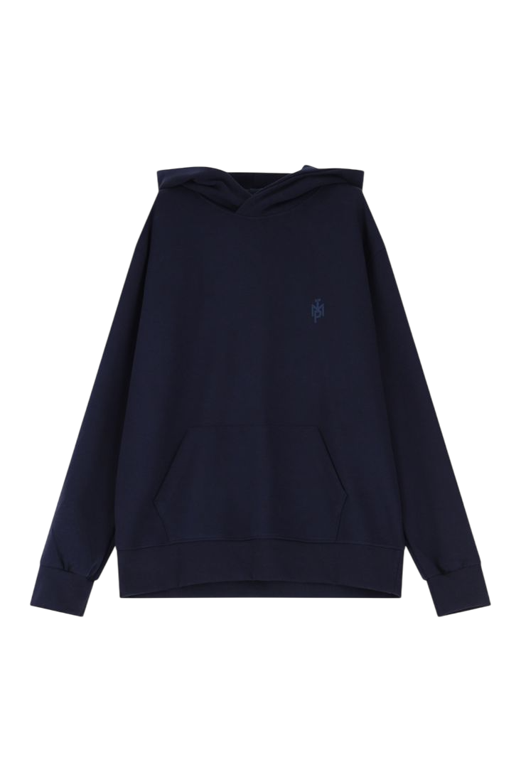 BLUE COTTON BLEND HOODIE